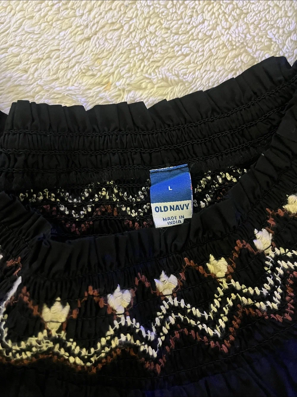 Embroidered Black Off-Shoulder Women’s Top
